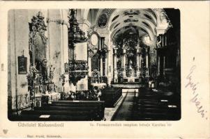 1903 Kolozsvár, Cluj; Szent Ferenc-rendiek temploma, belső. Karolina tér. Rigó Árpád kiadása / Franciscan church, interior (EK)