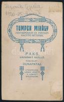 cca 1920-1925 Popovits Gyula (1857-1934) portréja, vizitkártya Tumpek Mihály paksi műterméből, a hát...