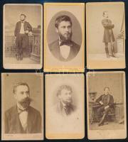cca 1860-1880 Férfiportrék, 8 db vizitkártya, különféle műtermekből (közte Mihály József, Eger; S. Letzter, ill. Gondy és Egey, Kassa; stb.), vegyes állapotban
