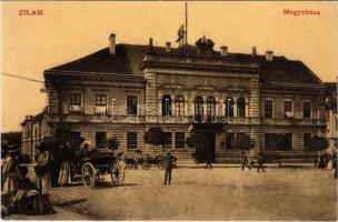 Zilah, Zalau; Megyeháza, piaci árusok. W. L. (?) 2314. Kiadja Seres Samu / county hall, market vendors