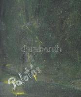 Palotás Mária (-): Mernekülés a vihar elől. Olaj, vászon. Jelezve balra lent. Hátoldalán zsűri címké...