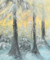 Jelzés nélkül (Palotás Mária?): Téli erdő. Olaj, vászon. Fakeretben. 60x80 cm
