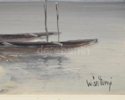 Wárkonyi Gyula (1947-): Árad a Tisza. Olaj, farost, jelzett, fakeretben, 38x50 cm