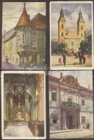 1925 8 db Budapest grafikai, szignált képeslap