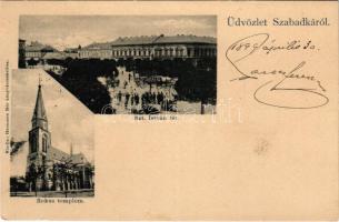 1899 (Vorläufer) Szabadka, Subotica; Szent István tér, Rókus templom. Heumann Mór kiadása / square, church (fl)