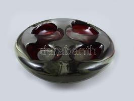 Cseh hutaüveg asztaldísz, anyagában színezett, hibátlan, d: 13 cm