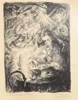 Laure Malcles Masereel (1911-1981): Eugénie Grandet (Honoré de Balzac illusztráció), 1964. Litográfia, papír, jelzett, számozott (26/30), Laure Malcles Masereel autográf ajándékozási soraival Lengyel Béla irodalomtörténész részére (Lengyel Béla rendezte Budapesten a Masereel kiállítást), feltekerve, lapszéli kisebb hajtásnyommal, 38x28 cm