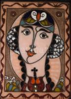 Radnai Zoltán (1960-): Merengő. Jelzés nélkül, fa keretbe applikálva, 20x15 cm