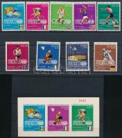 1969 A nyári Olimpia aranyérmesei, Mexikó 1968 sor + vágott blokk Mi 1883-1891 + Mi 118