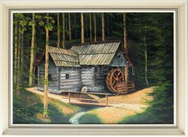 Szerb S jelzéssel: Vízimalom. Olaj, vászon, faroston. Fakeretben. 48,5x69 cm