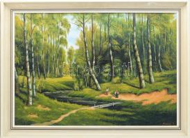 Szerb S jelzéssel: Hazafelé. Olaj, vászon, faroston. Fakeretben. 48,5x69 cm