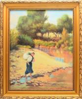 Olvashatatlan jelzéssel, Szinyei Merse Pál után: Patak. Olaj, vászon. Dekoratív fakeretben. 50x40 cm