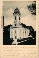 1901 Szántó, Santovka; Szántói savanyúvíz forrás, templom a parkban. Divald Károly kiadása / mineral water spring, park, church (EK)