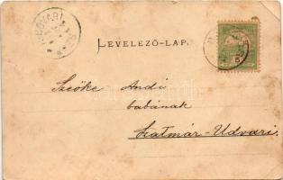 1903 Szentágota, Agnetheln, Agnita; Kirche und Schule / templom és iskola télen este holdfényben. M....