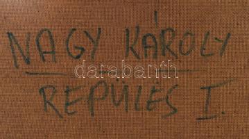 Nagy Károly (működött a XX. sz második felében): Repülés I., 1980 körül. Olaj, farost, jelzett a hát...