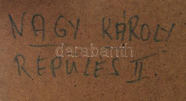 Nagy Károly (működött a XX. sz második felében): Repülés II., 1980 körül. Olaj, farost, jelzett a há...