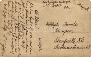 1916 SMS SPALATO osztrák-magyar Zara-osztályú torpedóhajója (őrhajója) matrózainak csoportképe, fedé...