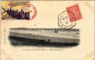 1906 Grand Lahou, Cote d'Ivoire / seashore. Collection Eug. Aubert. TCV card + "Exposition Coloniale Marseille 1906" So. Stpl. (fl)