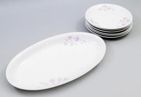 Alföldi ibolyamintás süteményes készlet, kínáló 35x20 cm, és 6 darab tál d: 17 cm