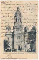 Dicsőszentmárton, Tarnaveni, Diciosanmartin; Római katolikus templom. Szathmáry Dezső kiadása / Catholic church (Rb)