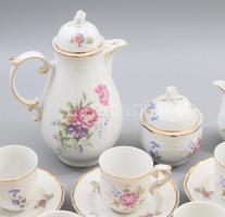 Hollóházi Hajnalka mintás mokkás / kávés készlet, Kézzel festett, jelzett, teljes, hibátlan