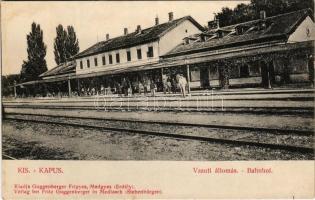 Kiskapus, Kleinkopisch, Copsa Mica; vasútállomás. Guggenberger Frigyes kiadása / Bahnhof / railway station (r)