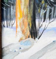 Olvashatatlan jelzéssel, feltehetően ukrán vagy orosz festő (Uliganec?): Téli táj (Kárpátalja?). Ola...