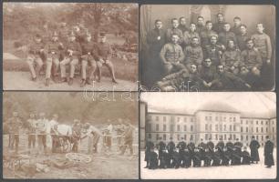 cca 1910-1916 4 db katonákat ábrázoló érdekes fotólap nagyrészt feliratozva