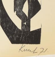 Kunt Ernő (1920-1994): Alak és formák, 1971. Fametszet, papír, jelezve jobbra lent. Lapszéli apró gy...