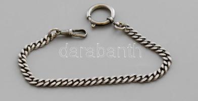 Ezüst (Ag) zsebóralánc, jelzés nélkül, fém kapoccsal, h. 25 cm, bruttó 18,5g