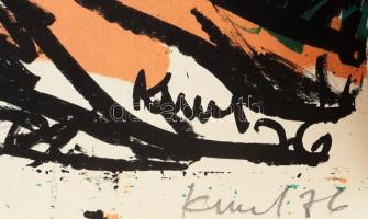 Kunt Ernő (1920-1994): Régi ház - mandulásban, 1972. Linómetszet, papír, jelezve jobbra lent. Lapszé...