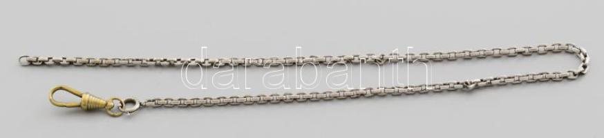 Ezüst (Ag) zsebóralánc, jelzés nélkül, fém kapoccsal, h: 41 cm, bruttó 20g
