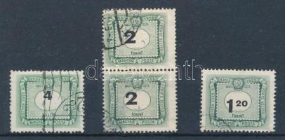 1953 50 éves a portóbélyeg 4 db bélyeg eltolódott értékszámokkal
