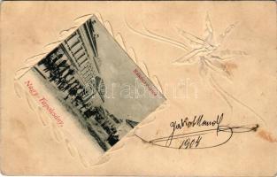 1904 Nagytapolcsány, Topolcany; Rákóczi utca / street view. Floral (fl)