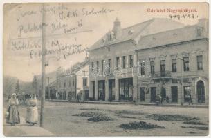 1907 Nagymihály, Michalovce; Apollo gyógyszertár, üzletek. Freireich Lipót kiadása / pharmacy, shops (fa)