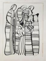 Lajos Ferenc (1912-1998): Csoport, 1981. Tus, papír, jelezve jobbra lent, 37×27,5 cm