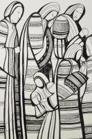 Lajos Ferenc (1912-1998): Csoport, 1981. Tus, papír, jelezve jobbra lent, 37×27,5 cm