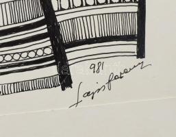 Lajos Ferenc (1912-1998): Csoport, 1981. Tus, papír, jelezve jobbra lent, 37×27,5 cm
