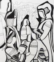 Lajos Ferenc (1912-1998): Bucsú a székelyeknél, 1983. Tus, papír, jelezve jobbra lent, 37×27,5 cm