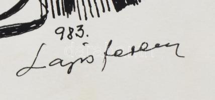 Lajos Ferenc (1912-1998): Bucsú a székelyeknél, 1983. Tus, papír, jelezve jobbra lent, 37×27,5 cm