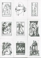 Lajos Ferenc (1912-1998): 24 db ex libris. Nyomat, papír, részben jelzett a nyomaton. Karton tokban....