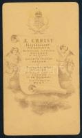 cca 1870 Szakállas férfi portréja, vizitkártya Christ Anna pesti műterméből, dekoratív verzóval, 10,...