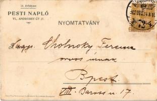 1902 Pesti Napló előfizetés ajándék Zichy Mihály albummal. reklám. A képeslap címzettje dr. Cholnoky...