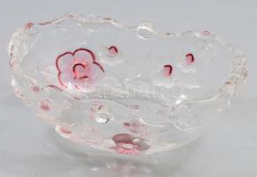 Virágmintás kristály kínáló, pácolt részekkel, 20x16 cm