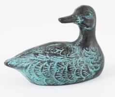Patinázott réz kacsa figura, 10x7 cm