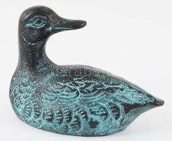 Patinázott réz kacsa figura, 10x7 cm