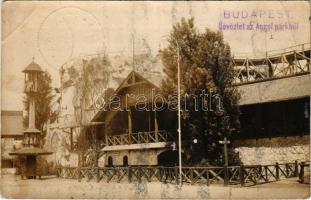 1922 Budapest XIV. Üdvözlet az Angol Parkból. Hegyi vasút, vidámpark. photo (EB)