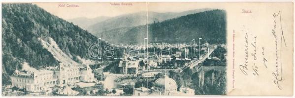 1900 Sinaia, Hotel Caraiman, Vederea Generala / hotel, general view. Edit. Adolph Maier, 2-tiled folding panoramacard (torn at fold)
