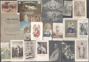 20 db vegyes szentkép, közte egy Prohászka Ottokárt ábrázoló + 1936 A Mária kongregáció heti gyűlésének és tanácsülésének ájtatossága, 12 p.