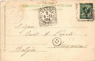 1903 Napoli, Naples; La Piazza della Stazione. A. de Simone / railway station, square (EB)